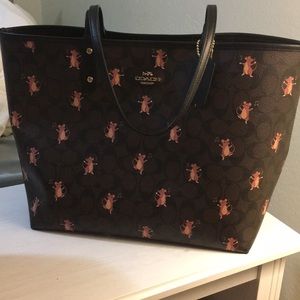 🐹NWT COACH REVERSIBLE CITY TOTE WITH MICE PRINT